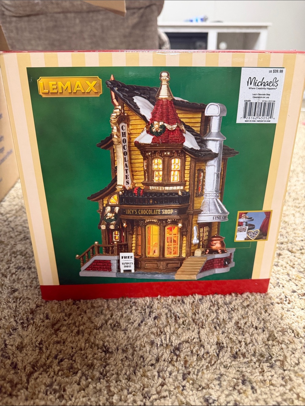 Lemax Lucy's Chocolate Shop Holiday Decor in Yellow and Red Accents
